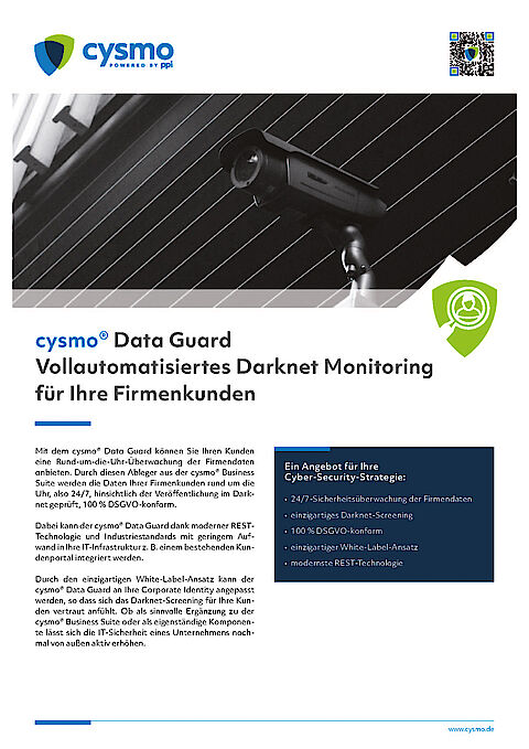 cysmo® Data Guard - Vollautomatisiertes Darknet Monitoring für Ihre Firmenkunden
